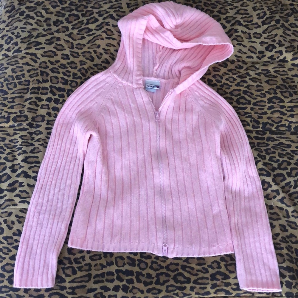 💕 Vintage Rave Girl Hooded, Zippered Knit Sweater